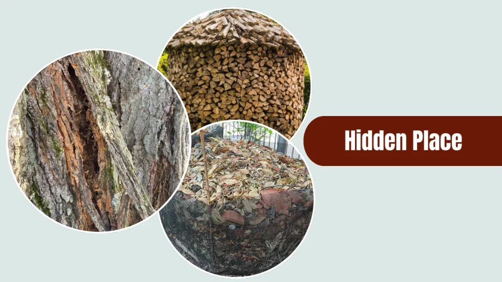 Common wood cockroaches build their nests outdoors in: